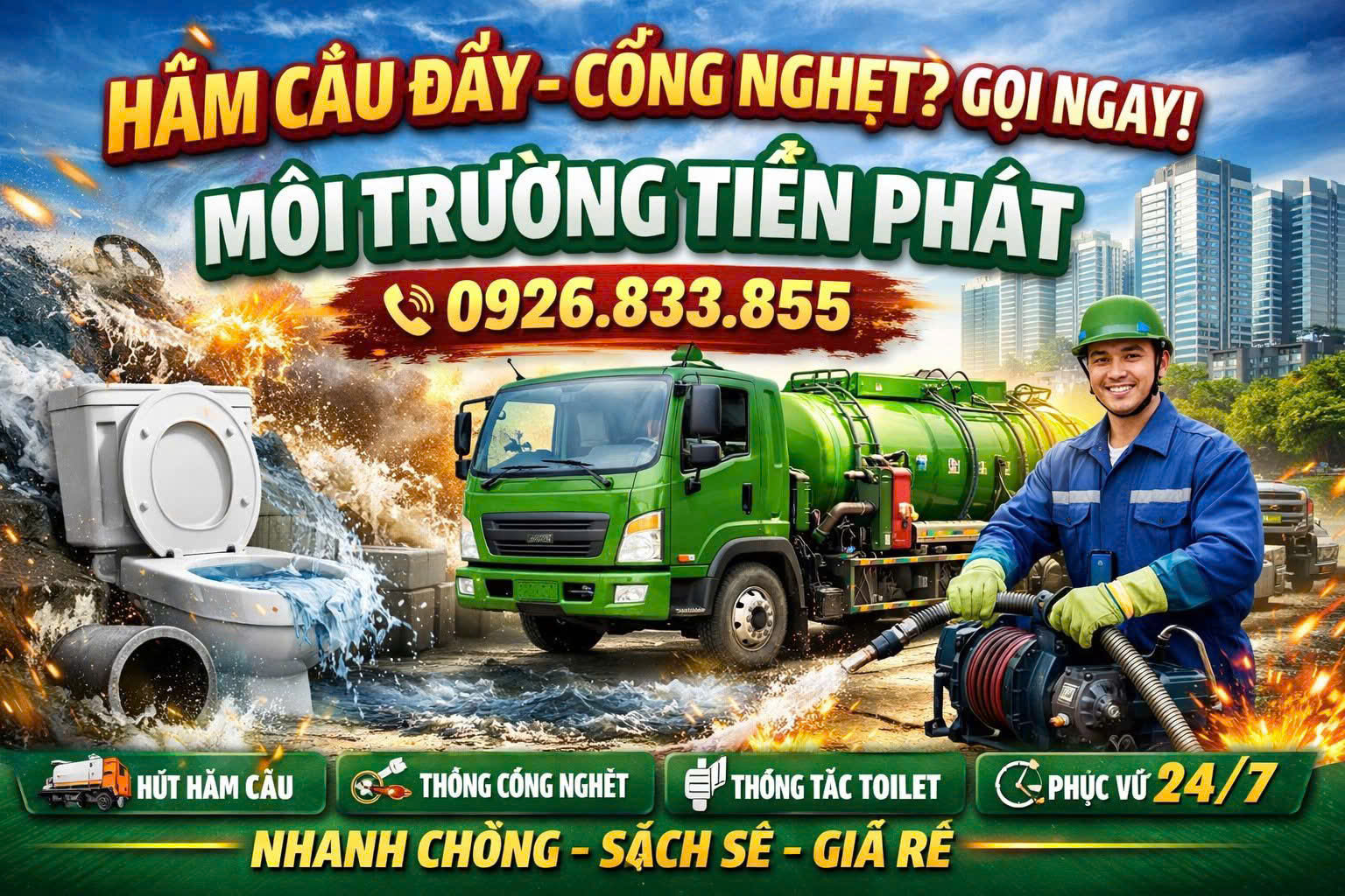 Dịch Vụ Hút Hầm Cầu, Hút Hố Ga Chuyên Nghiệp Không Gây Mùi Hôi